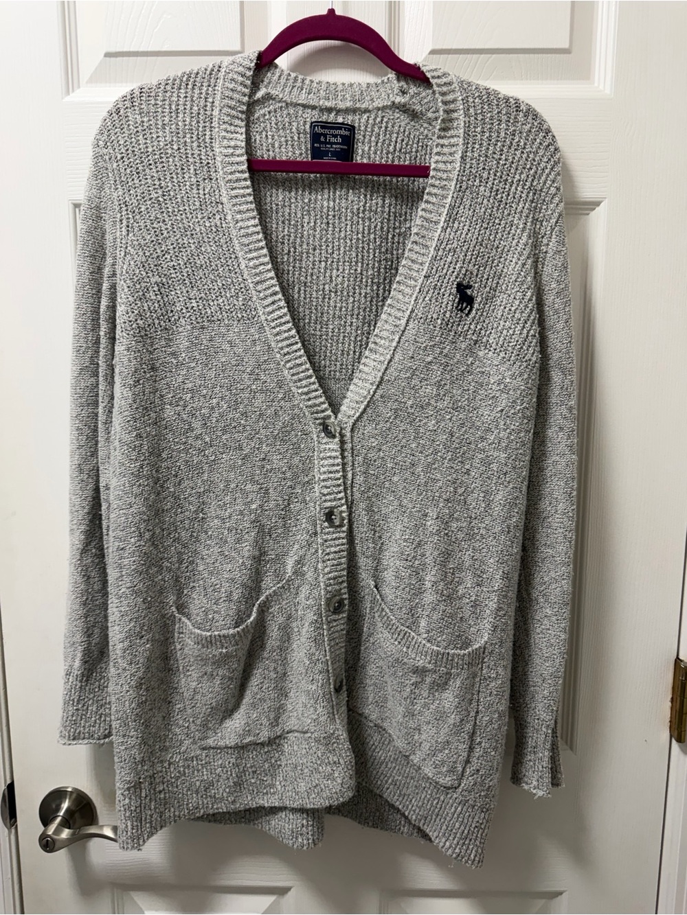 Vintage Abercrombie & Fitch Long Cardigan – Gray | Size L - Picture 5 of 8